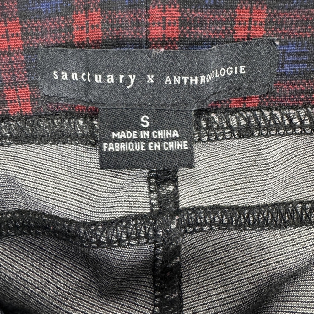 Anthropology Sanctuary Findley Plaid Red and Blue Leggings Size Small - Picture 8 of 14